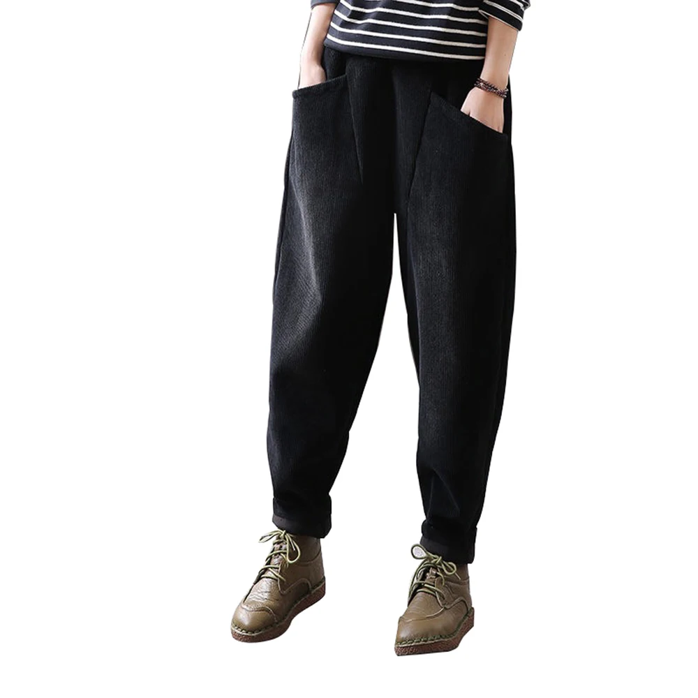 Женские брюки Новое поступление зимние свободные вельветовые шаровары с