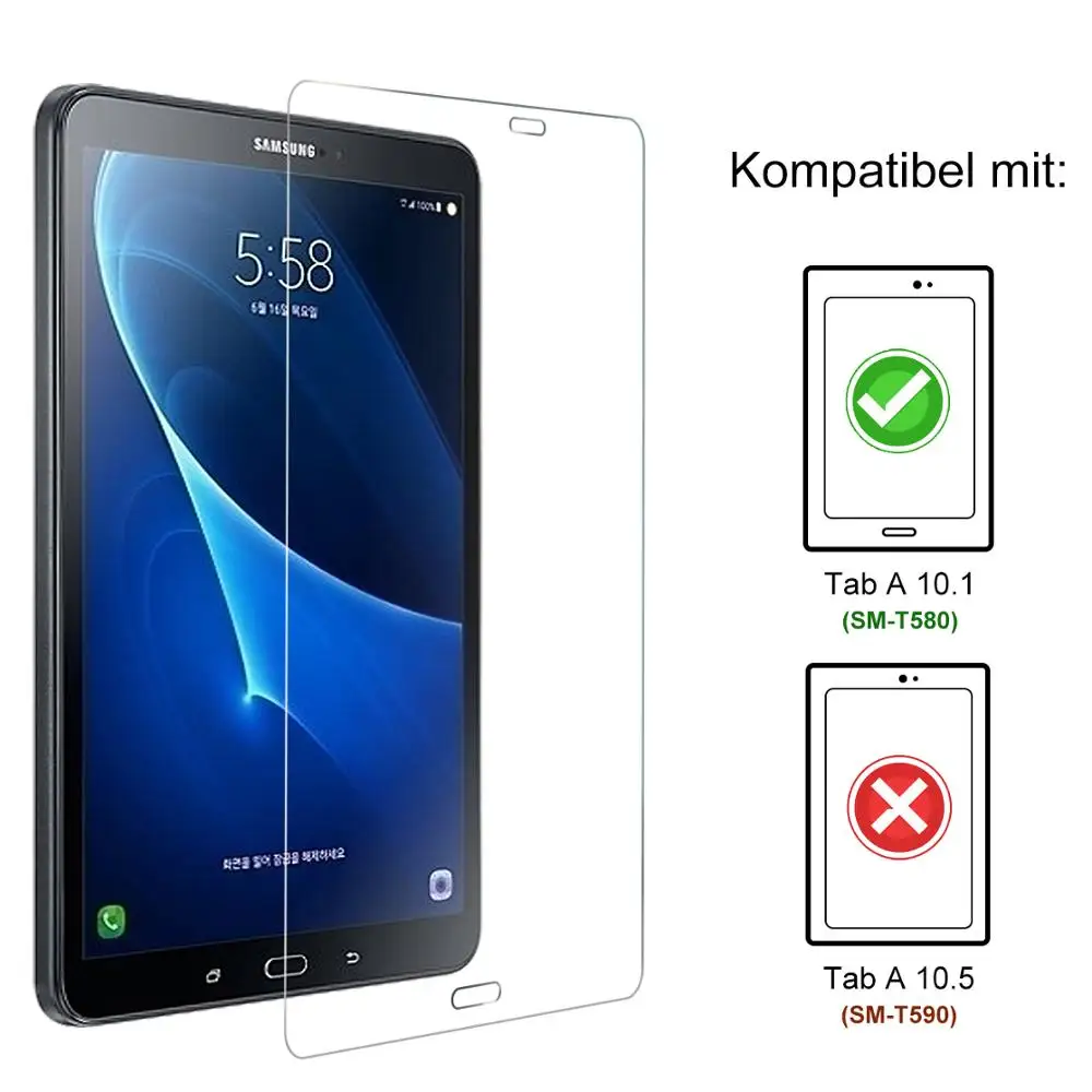 2pcs tempered glass protective film for 2016 samsung galaxy tab a 10 1 sm t580 t585 t587 screen protector glass protection free global shipping