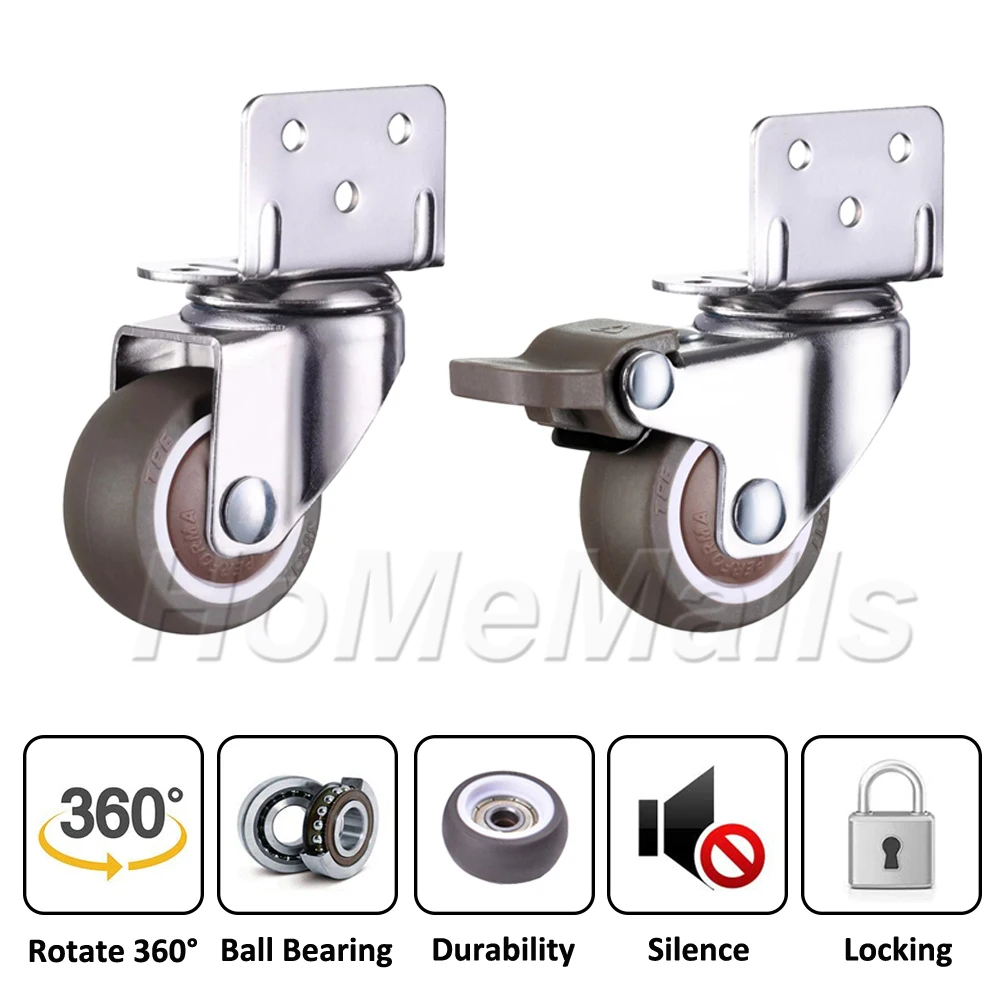 Поворотные ролики для мебели колеса пластина типа L резиновые с замками