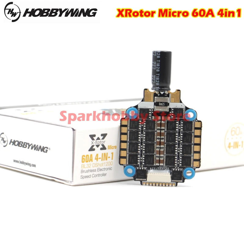 Nuevo HobbyWing XRotor Micro 60A 4 в 1 5 V BEC salida 3 6 S Lipo BLHeli 32 DShot1200 integrada ESC для мультикоптера