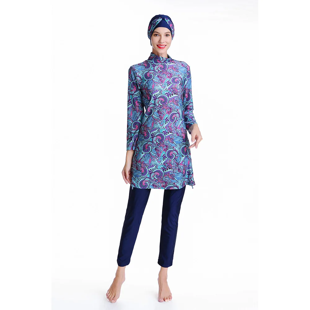 

Women's Clothingprint High-elastic Three-piece Swimsuit Beachwear Set Burkini Muslim Swimwear Islamic Clothing Women Muslim