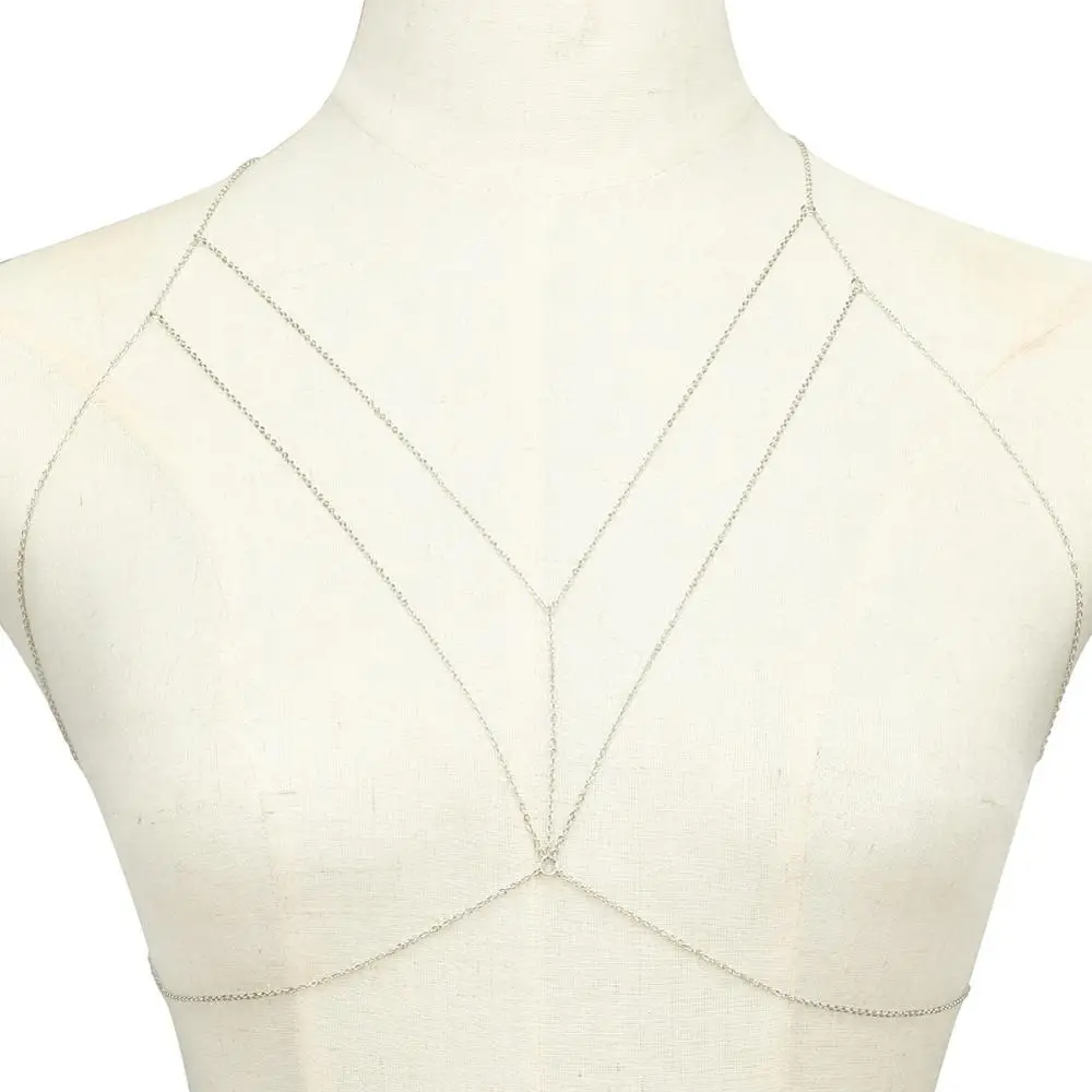 Цепочка для тела Женская Блестящая ожерелье с цепочкой бюстгальтера в стиле