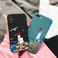 hand painted lighthouse print bird seagull phone case for iphone 11 12 13 pro max 6s 7 8 plus se 2020 x xs max xr silicone cover