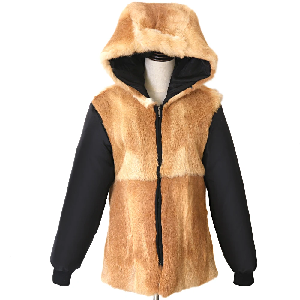2022 Thick Warm Loose Real Rabbit Fur Liner Can Match Shell and Fur Collar Real Rex Rabbit Fur Coat Winter Women Parka