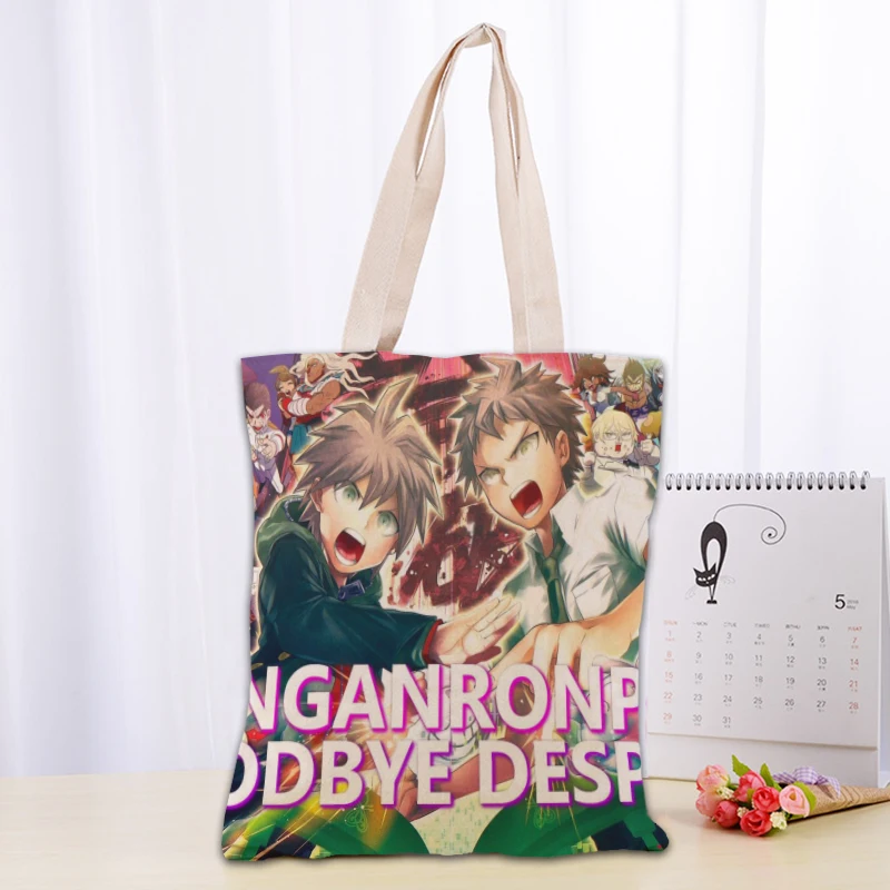 

Anime Danganronpa Tote Bag Women Canvas Fabric Bags Eco Reusable Shopping Bags Traveling Beach Casual Useful Shoulder Bag