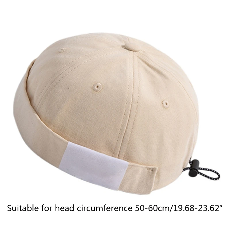 

Vintage Docker Cotton Made Solid Color Brimless Hat Adjustable Cute Hip Hop Beanie Hat 50LD
