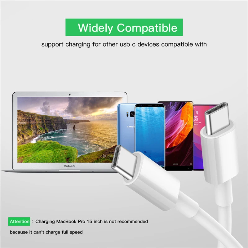 

Oppselve PD 60W USB C to USB Type C Cable for MacBook Pro Xiaomi Mi 9 8 Redmi Huawei P30 Type C Quick Charge 3.0 PD USB-C Cable