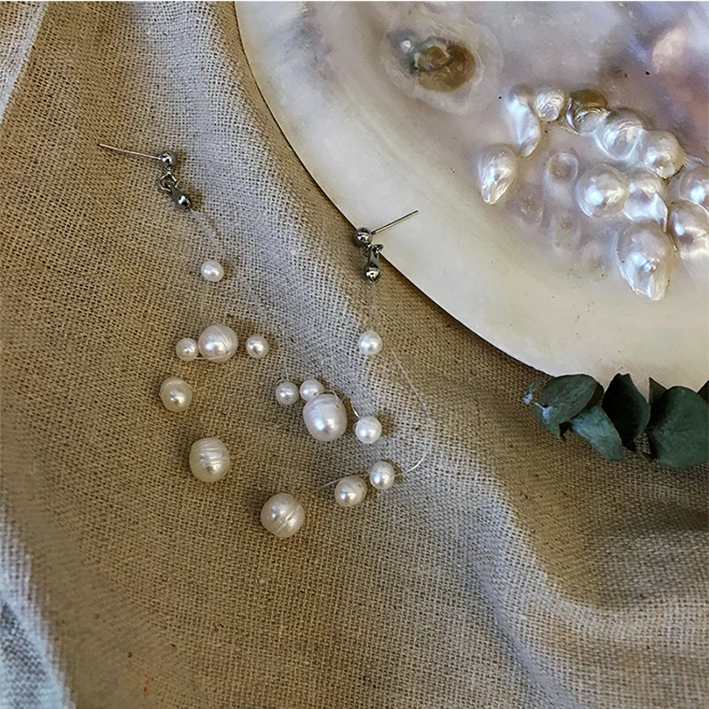 Белый натуральный пресноводный барочный жемчуг богемные серьги 925 пробы