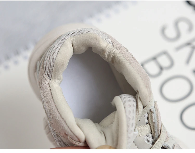 Детские черные замшевые кожаные кроссовки сетчатые дышащие для девочек и