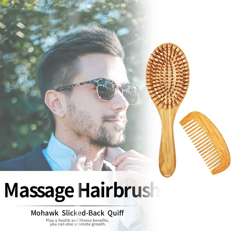 Лучшие 2 шт бамбуковые весла для волос щетка распутывания набор деревянных