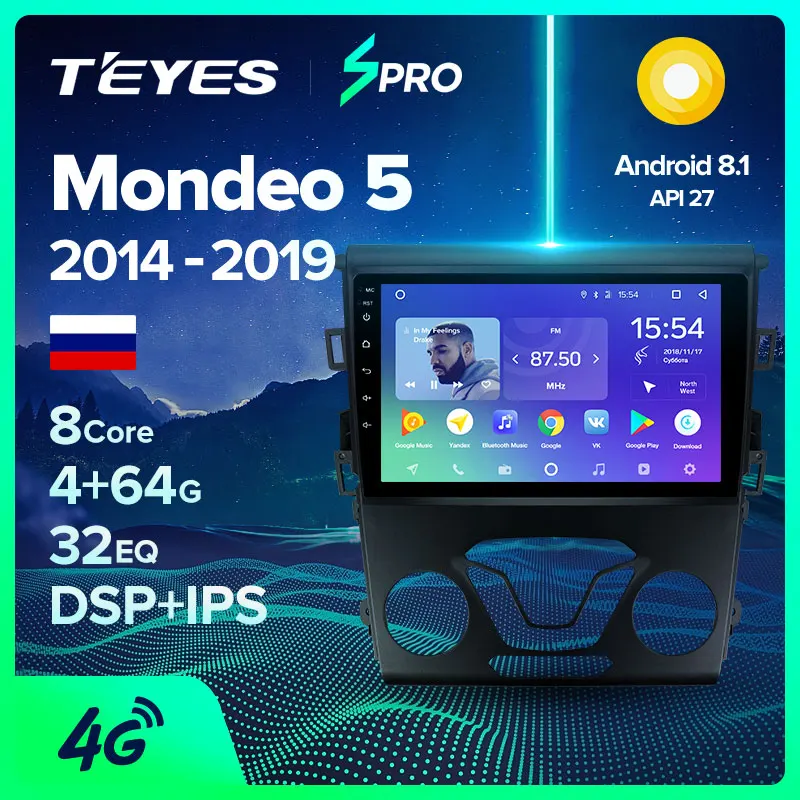 TEYES SPRO Штатная магнитола для Форд Мондео 5 Ford Mondeo 2014 2015 2016 2017 2018 2019 Android 8.1 до 8-ЯДЕР 4 +