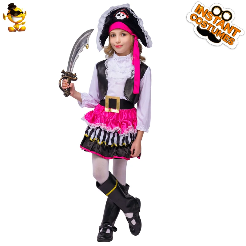 Пиратские костюмы для девочек пиратское платье в стиле стимпанк косплей Детская