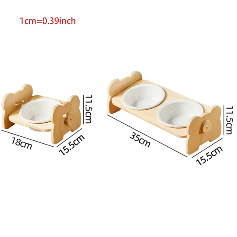 

Cute Pets Double Bowl Dog Food Water Feeder Stand Raised Ceramic Dish Bowl