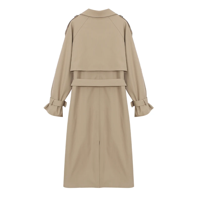 

Brand New Spring Autumn Long Women Trench Coat Double Breasted Belted Storm Flaps Khaki Dress Loose Coat Lady Outerwear Fashion