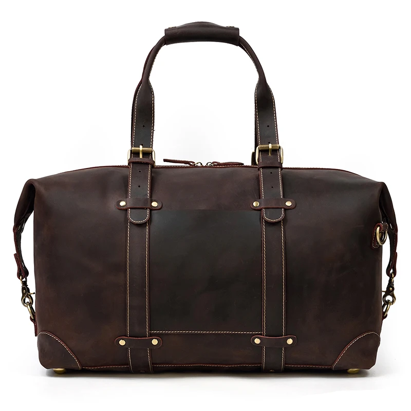 Luufan Genuine Leather Travel Bag Vintage Fashion Travel Duffle Bag For Weekend Travelling Handbags 50cm Large Capacity