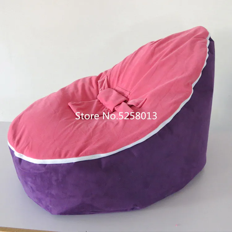 purple pink Мягкий детский стул младенческой мешок бобов покрывало кровати без наполнителя Pouf для кормления ребенка Snuggle кровать с поясом для безопасности защиты - Цвет: purple pink