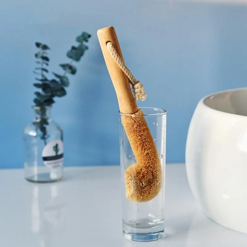 Щетка для чашек с кокосовым деревом щетка бутылок длинной ручкой кухонный Пинцет