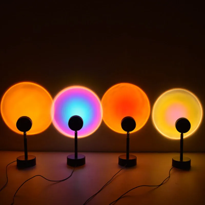 

Sunset Projector Lamp Rainbow Atmosphere Led Night Light for Home Bedroom Coffe shop Background Wall Decoration USB Table Lamp