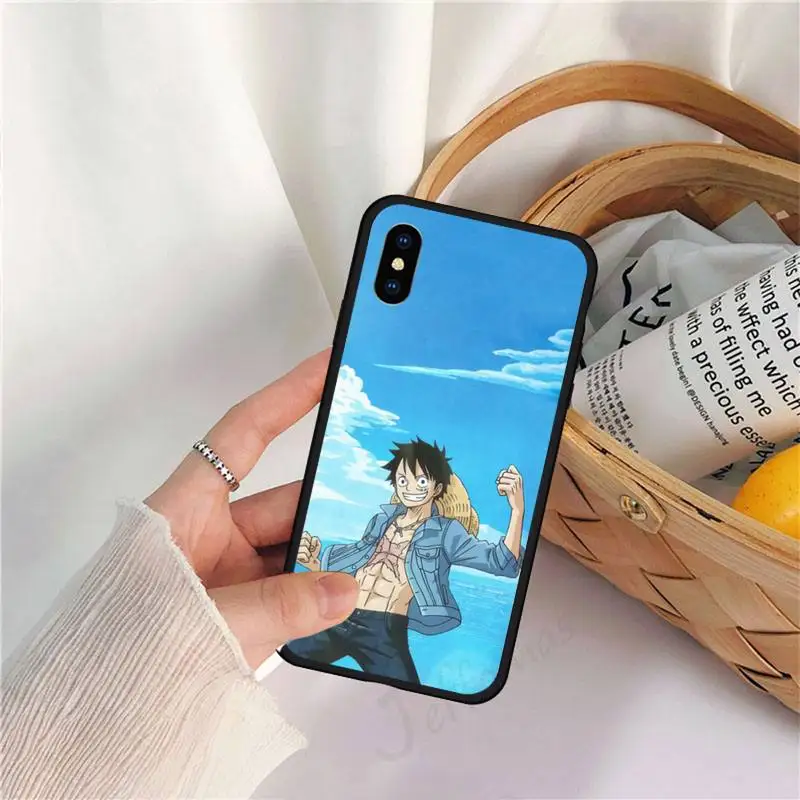 

One Piece cartoon lovely blue sky Phone Case for iPhone 11 12 pro XS MAX 8 7 6 6S Plus X 5S SE 2020 XR