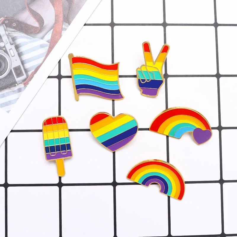 ЛГБТ дизайн Радужная булавка брошь креативный сердце палец флаг радужная