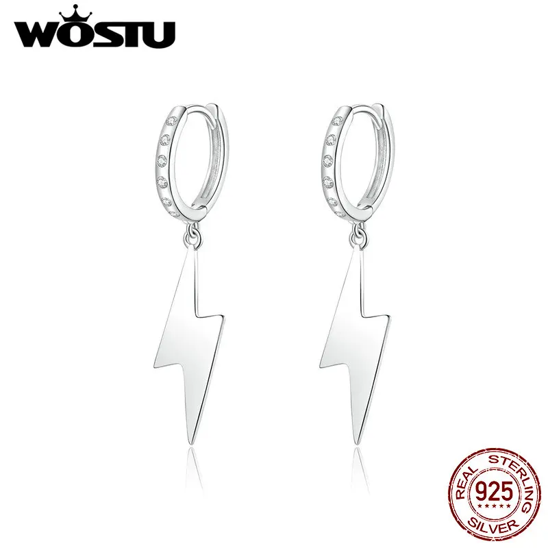 WOSTU, 925 пробы, серебряные серьги-капли с молниями, циркон, для женщин, для свадьбы, помолвки, модное ювелирное изделие, подарок CTE221
