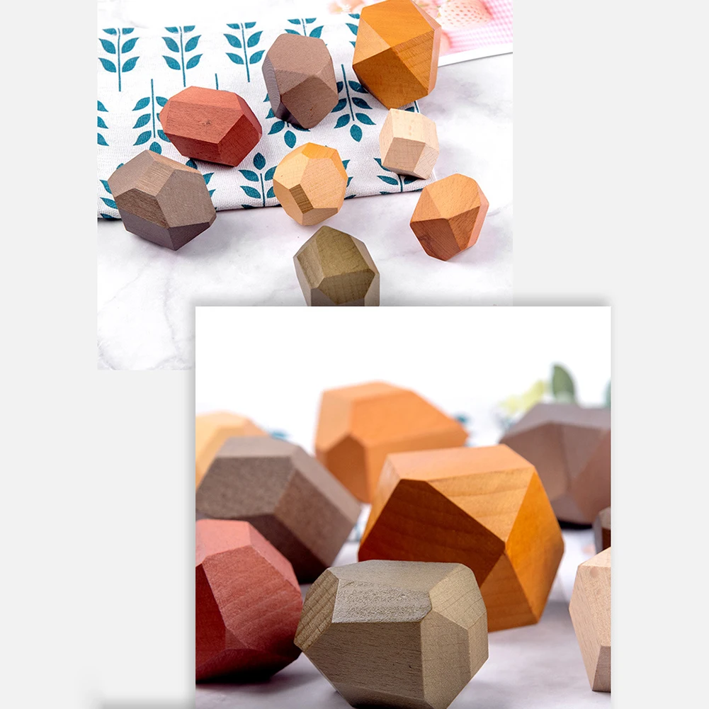 

New Creative Educational Toys Nordic Style Stacking Game Rainbow Children Rainbow Stone Wooden Beech Building Block