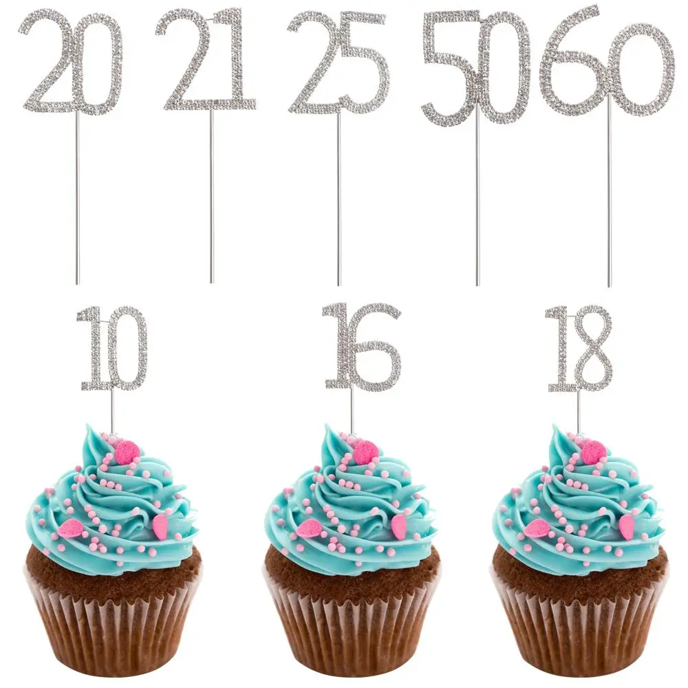 

Ornament Flase Diamond Birthday Party Supplies Rhinestone Crystal Number Cake Topper Dual Numberal Anniversary Favor