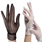 Однотонные ажурные перчатки унисекс, варежки, черные, белые перчатки для женщин, перчатки для сенсорного экрана с закрытыми пальцами, элегантные вечерние кружевные сетчатые перчатки для вождения