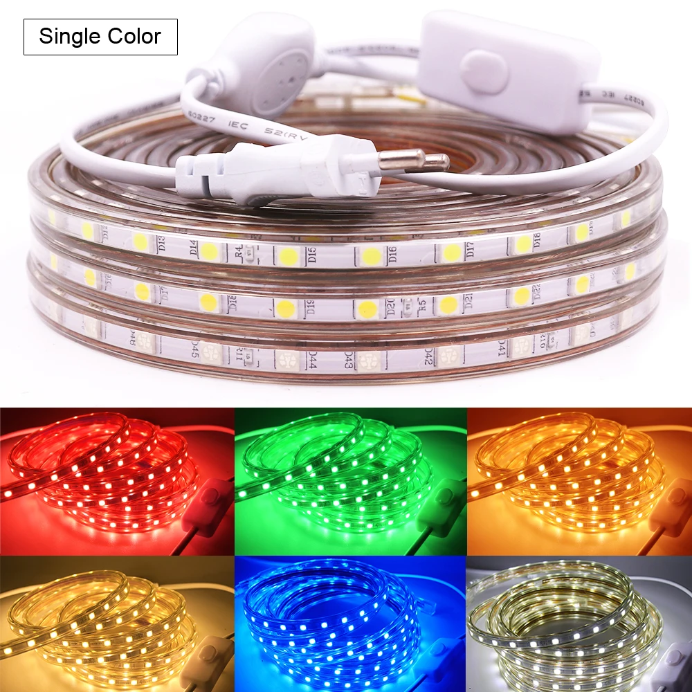 Водонепроницаемая светодиодная лента 5050 RGB Гибкие светодиодные лампы 220 в 60