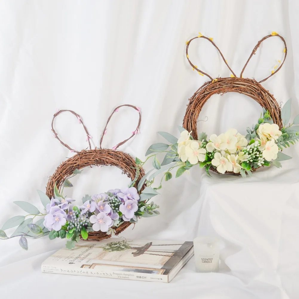 

Imitation Plant Rattan Wreath Silk Flower Artificial Flower Wedding Door For Home simulated Wall Hanging Decoration With Light