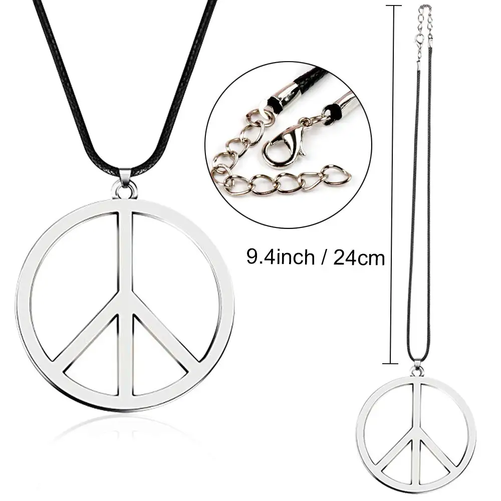 Набор аксессуаров для одежды в стиле хиппи очки ожерелье и шарф с надписью мира