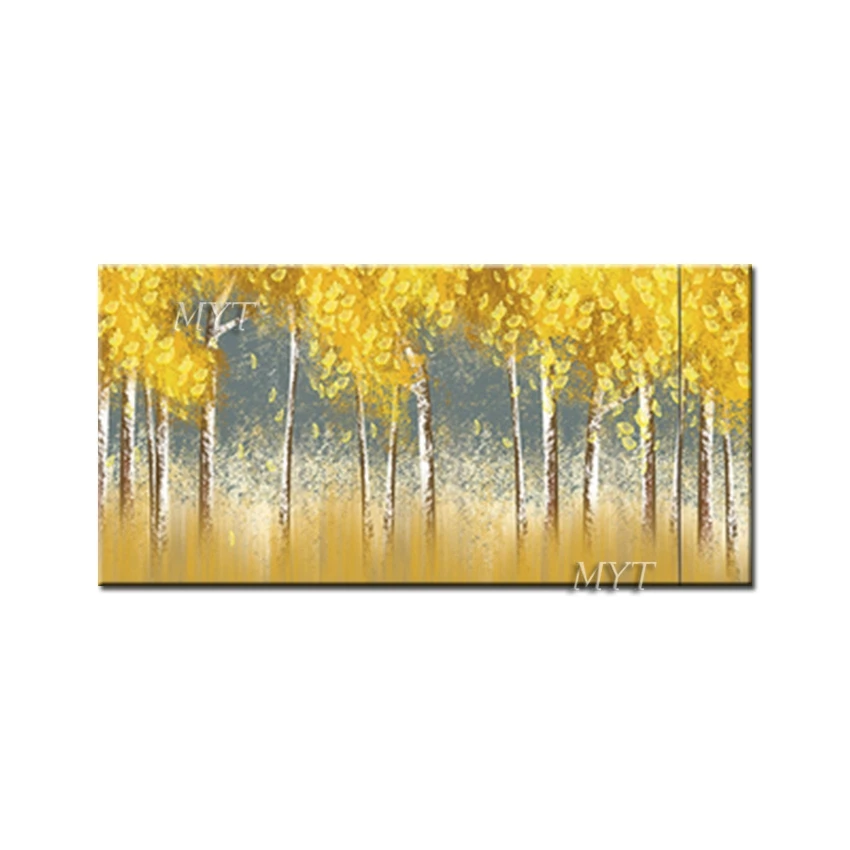 Gloden Tree картина маслом без рамы абстрактная настенная Картина на холсте ручная роспись новейший дизайн живопись декор комнаты - Цвет: Светло-зеленый