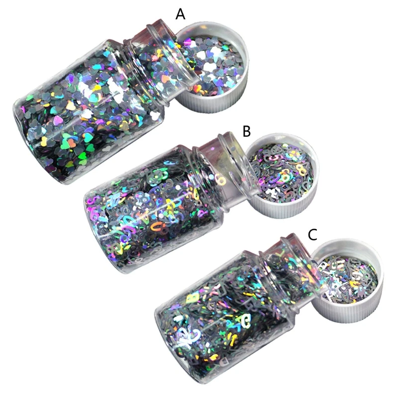 

Silvery Chunky Glitter Epoxy Resin Festival Chunky Heart Number Letter Sequins