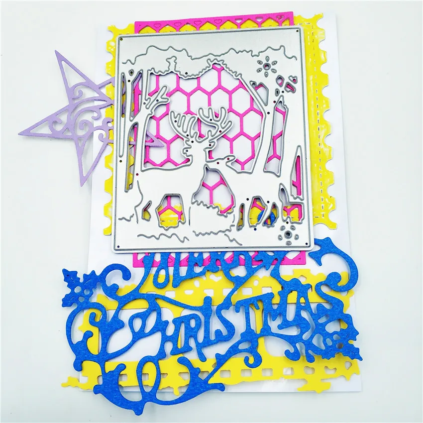 Металлические режущие штампы Ecool срезанные лося и дерево фоторамка скрапбук