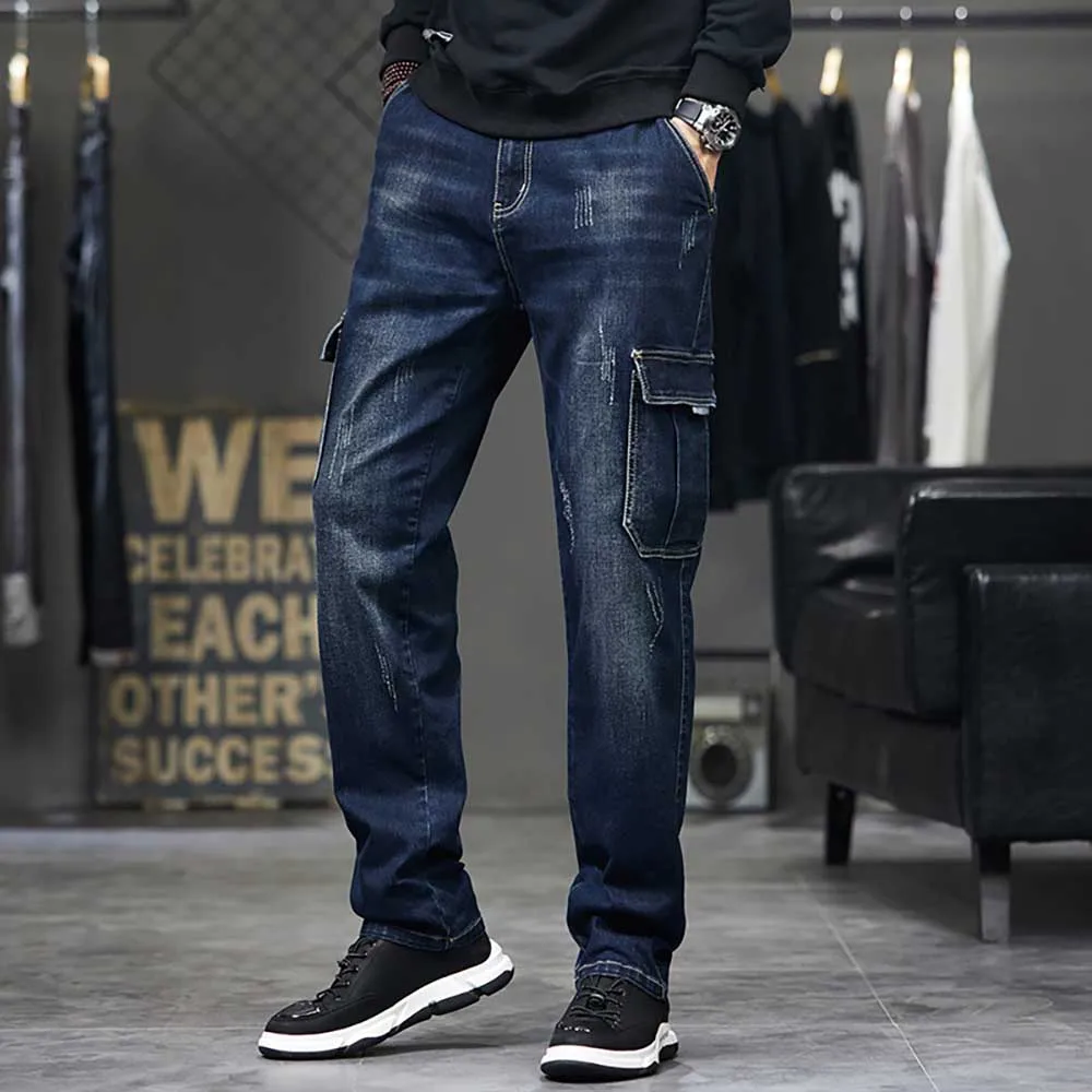 Trendy Hiphop Harem Jeans Men Casual Denim Pants Loose Baggy Trousers Streetwear Cargo Pants Men Clothing Plus Size 42 44 Jeans