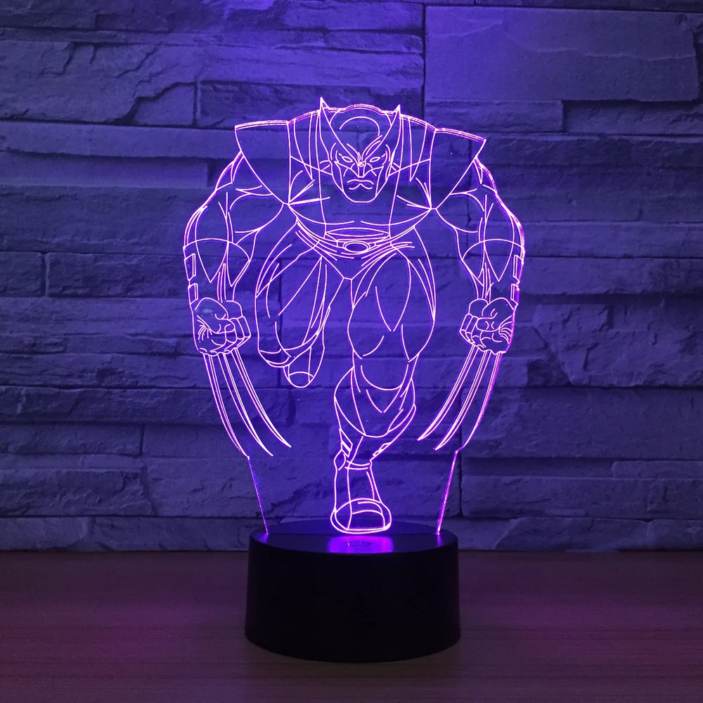 Росомаха 3D лампа 7 цветов светодиодный ночник для детей сенсорный USB Настольный