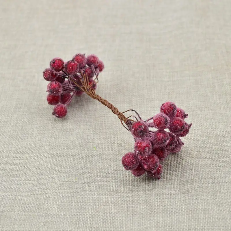 wine red2 D-40pcs, миниатюрные рождественские матовые искусственные ягоды, яркие красные ягоды Холли, рождественская елка, Декоративные искусственные цветы - Цвет: wine red2