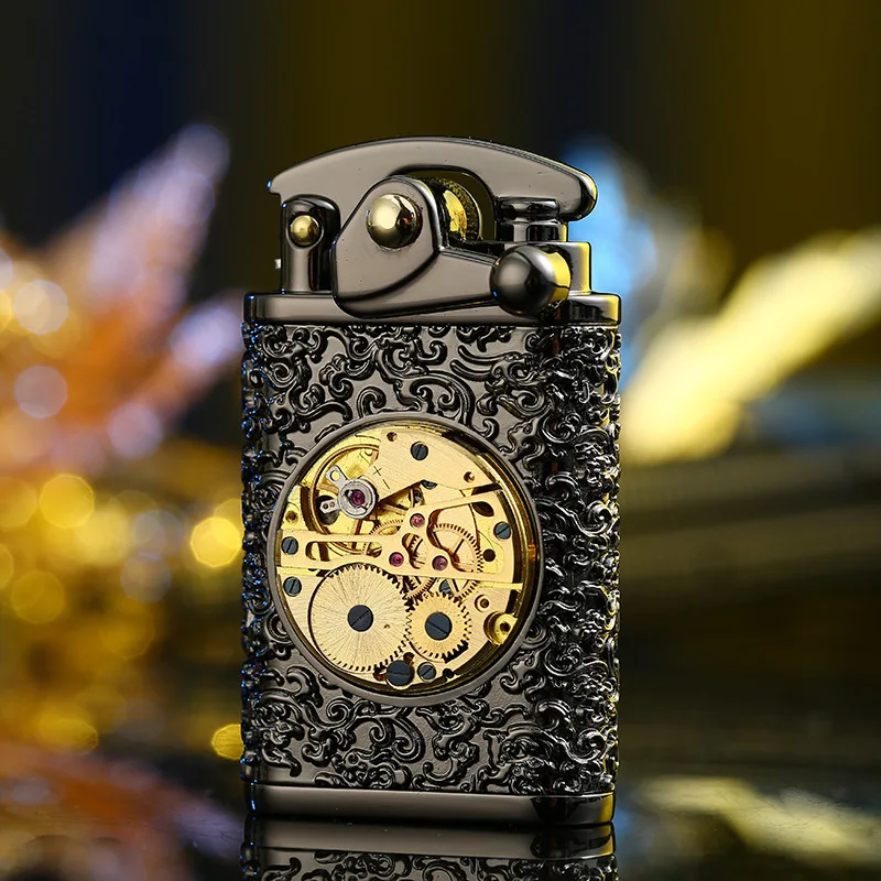 

Carved mechanical kerosene igniter classic punk style rocker lighter