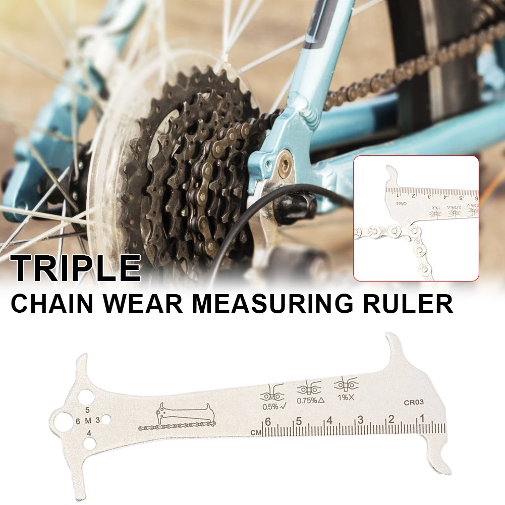 

3 in 1 Bicycle Chain Checker Bike Wear Indicator Gauge Measuring Ruler Tool for Mountain and Road Bikes, Folding Bicycle