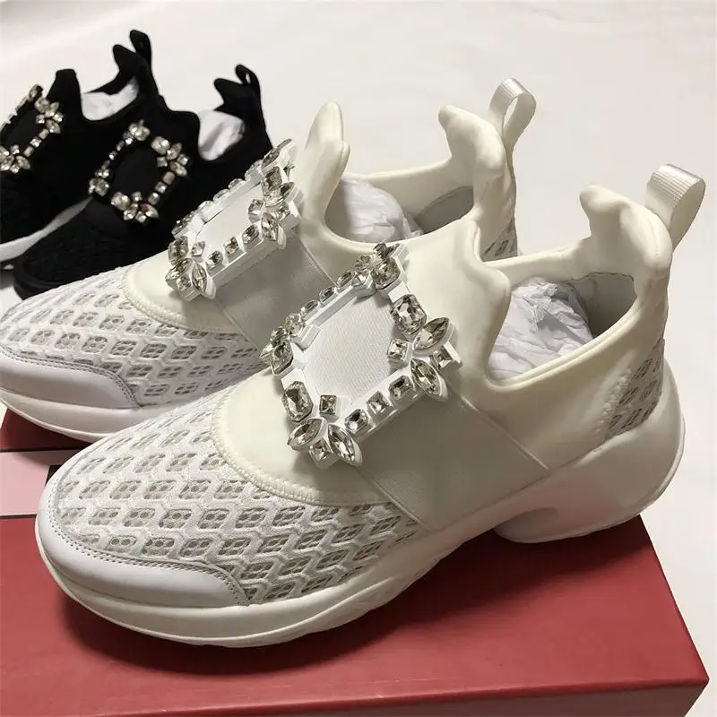 Кроссовки женские со стразами повседневная обувь для бега толстая подошва
