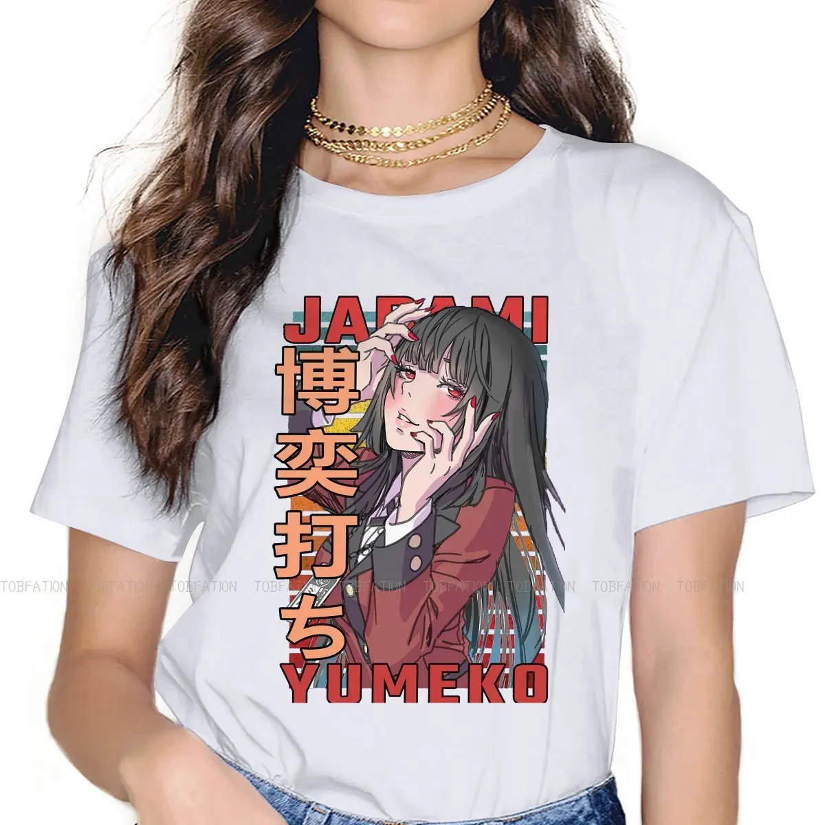 

Повседневная Женская футболка Kakegurui Jabami Yumeko Мультяшные девушки базовые футболки 4XL Хлопковая женская футболка смешной хипстер подарок