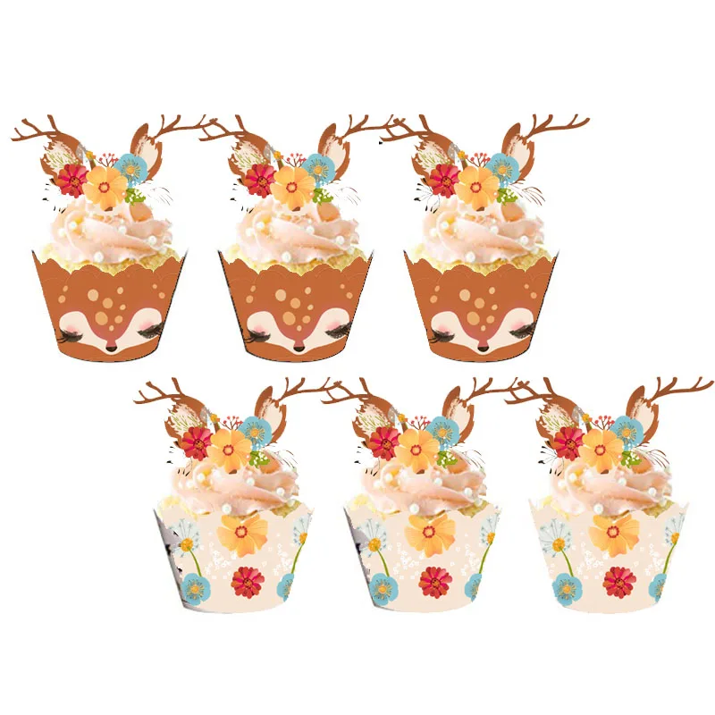 Лесной Олень бумажные Формы для кексов рождественские украшения Xmas вечерние
