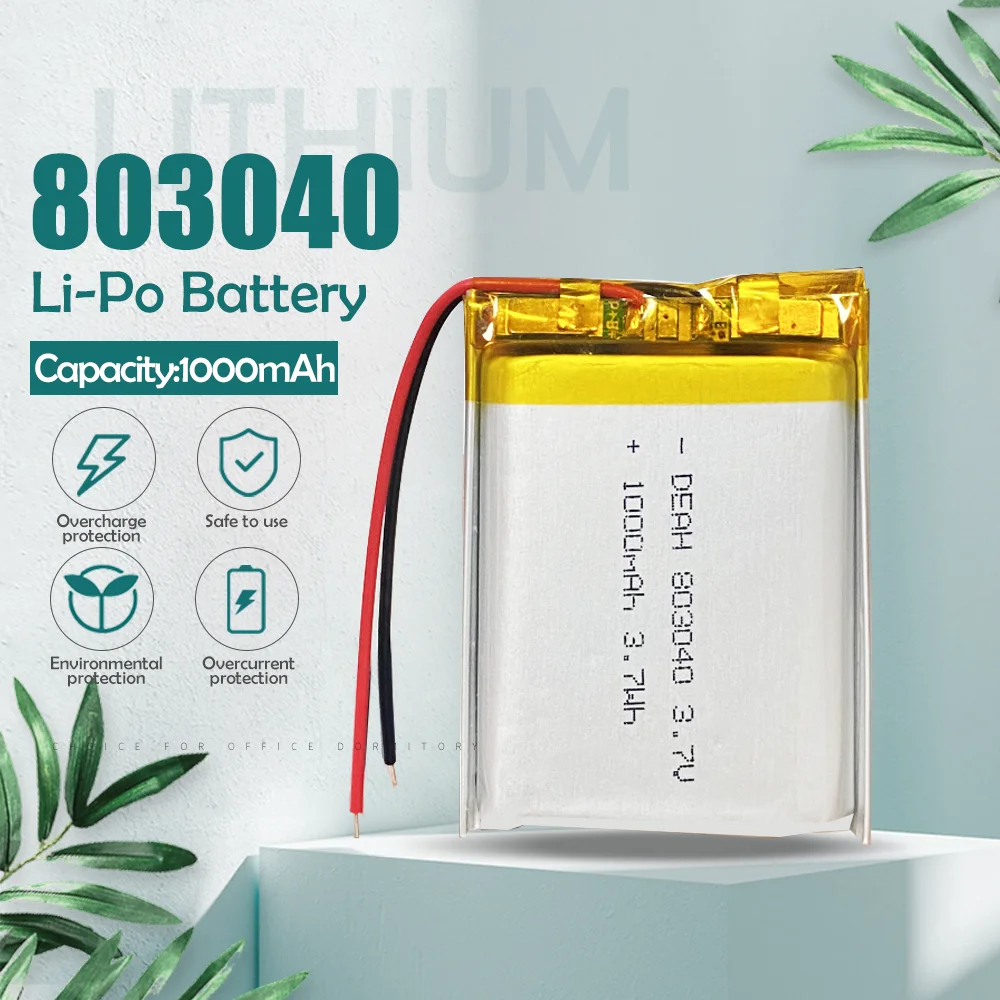 Литий ионная аккумуляторная батарея 3 7 В 1000 мАч 803040 для GPS PSP mp3 mp4 mp5 Bluetooth колонка