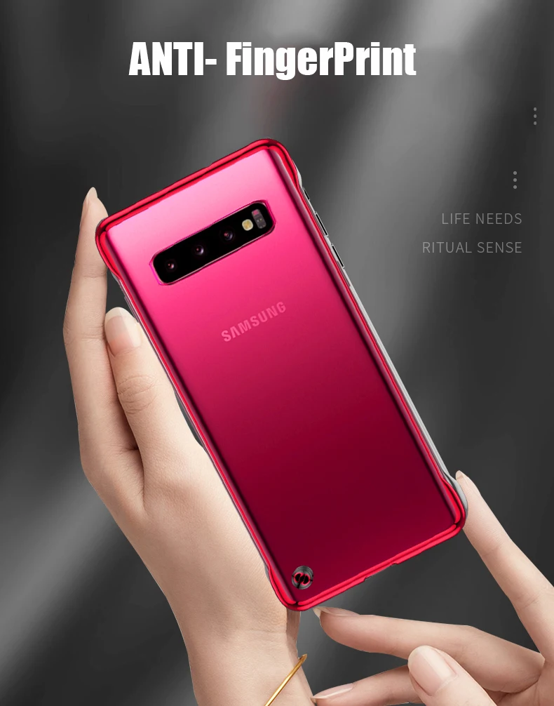 Чехол для samsung Galaxy S10 Note 10+ Plus A10 A30 A20 A70 A7 A50 покрытие прозрачное Безрамное жесткое покрытие из поликарбоната кольцо на палец