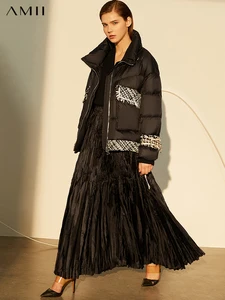 Женский пуховик на молнии, с воротником-стойкой