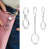 new hot 925 sterling silver womens string jewelry key chain ring suitable for original womens bag gift diy charm jewelry