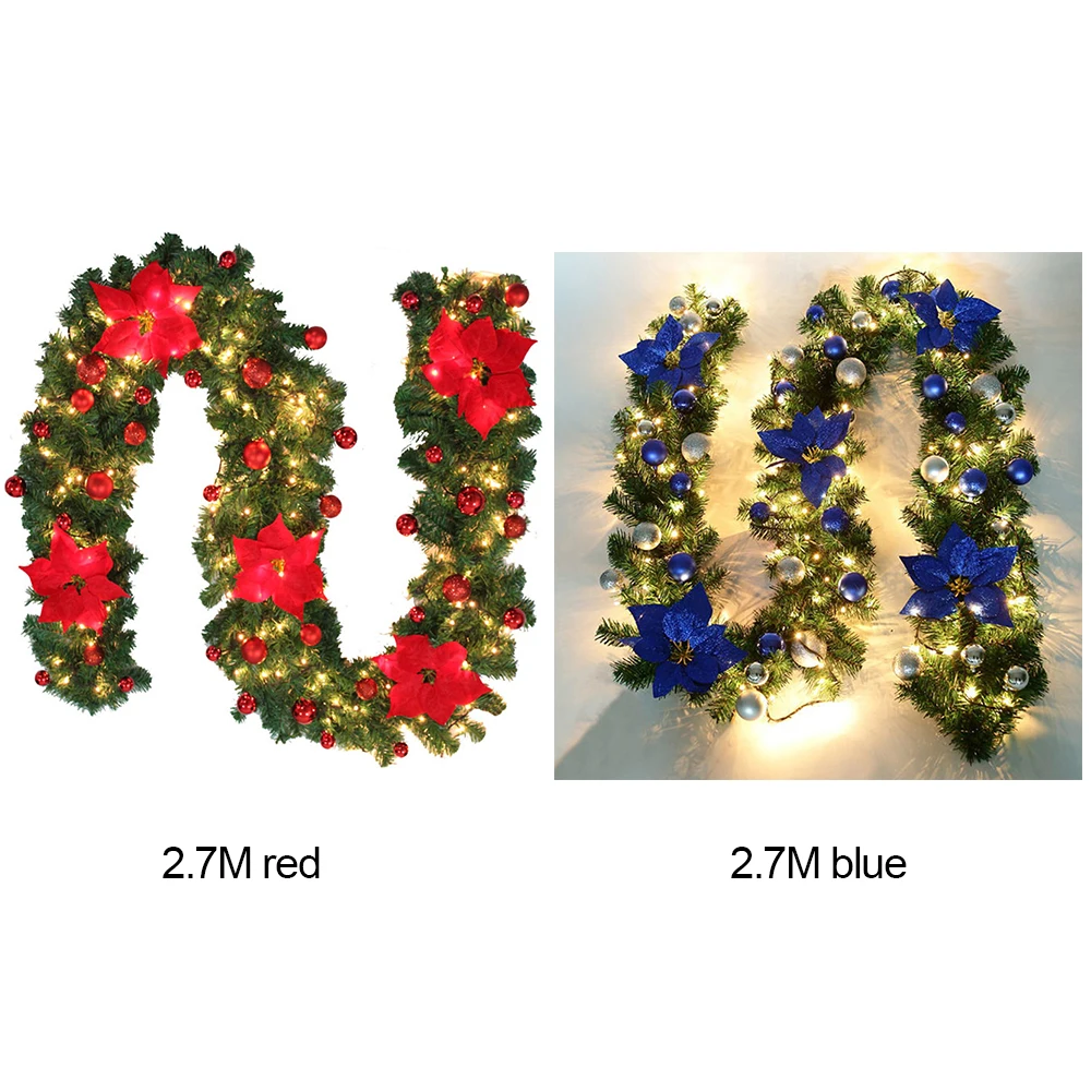 Рождественская гирлянда из зеленого ротанга с огнями рождественские украшения