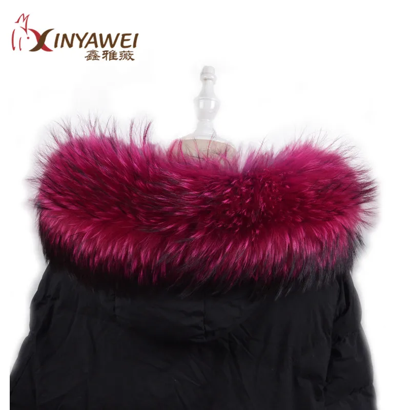 

2019 Hot Fashion Leather Fur Collar For Parkas Coat Natural Raccoon Scarf Luxury Ladies Large Size Warm Fur Fur Collar Scarf.