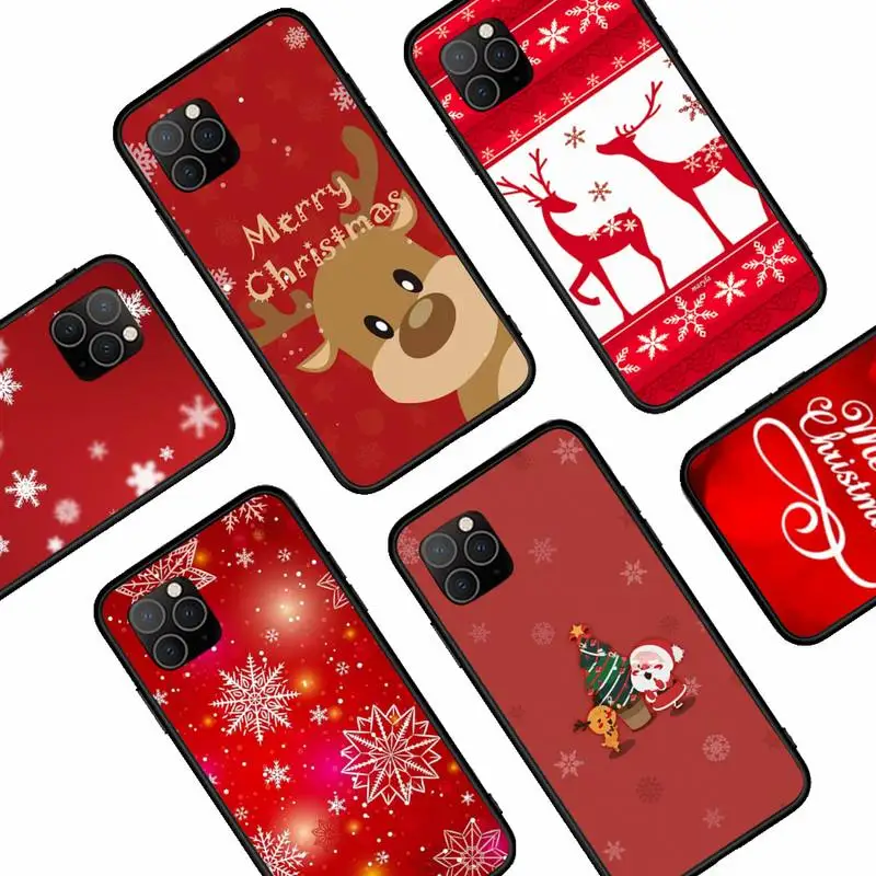 

Merry Christmas Snow Deer Phone Case For iphone 12 11Pro Max 11 13 XR XS Max X 8 7 6 6S Plus mini SE 2020 soft Cover Shell