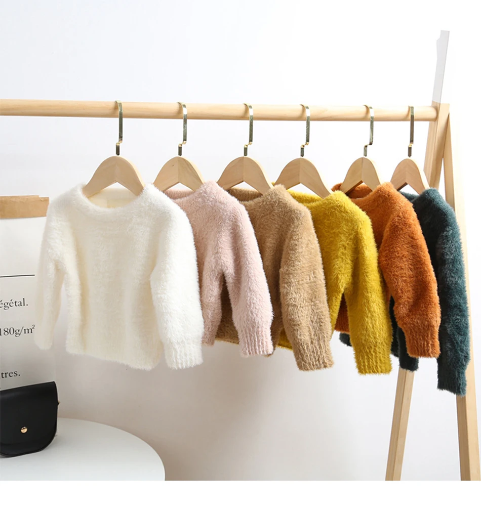 Baby Girl Winter Clothes Imitation Mink Jacket Baby Warm Coat Christmas Sweater Sweaters For Girls 1-4 Years Old Kids Sweater